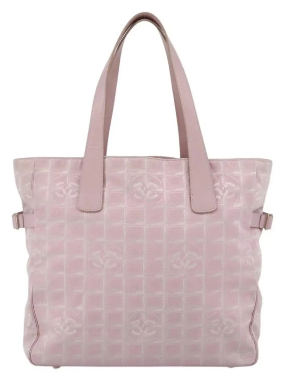 CHANEL New Travel Line Tote Bag Nylon Pink Gold CC Auth BA11991